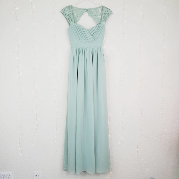 Lulu’s Novela Mint Green Crochet Lace Sweetheart Bodice Cutout Back Maxi Dress - Picture 4 of 10